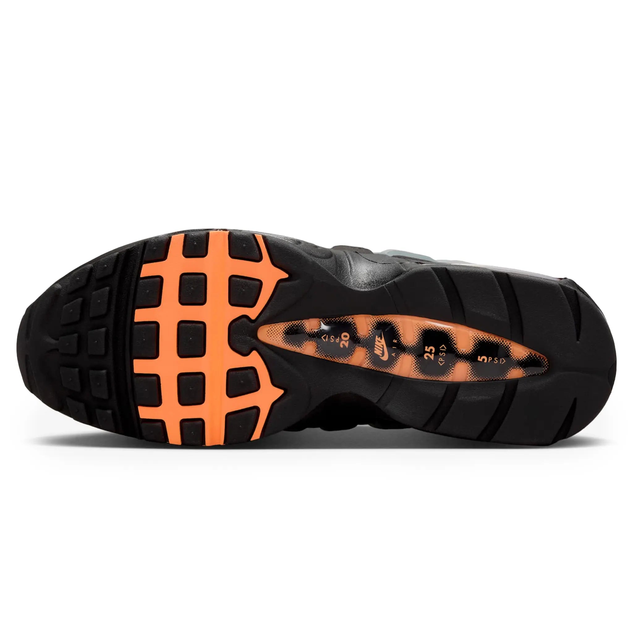 Sole Vew of f Nike Air Max 95 OG Big Bubble Bright Mandarin (2025)HM4740-005